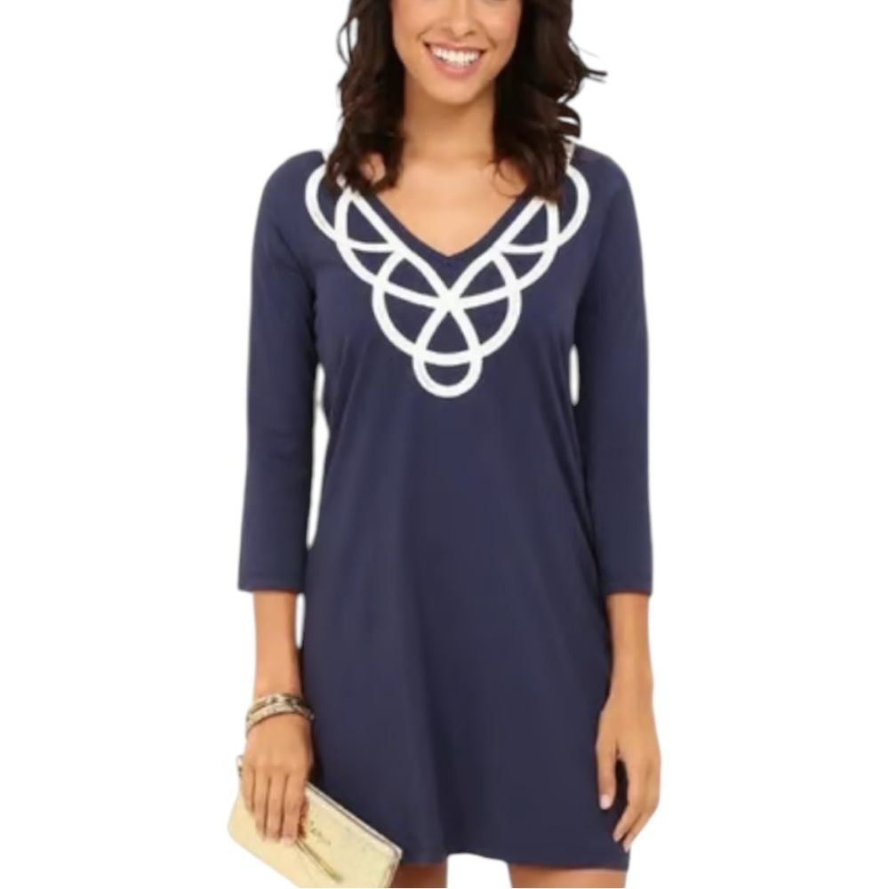 Lilly Pulitzer Blaire V-Neck A-Line Dress True Navy Size Medium